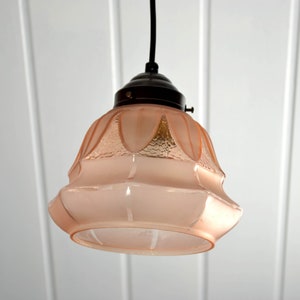 Ceiling lamp Art Deco glass pink relief decor 20s 30s lamp light country house vintage ceiling light brocante design