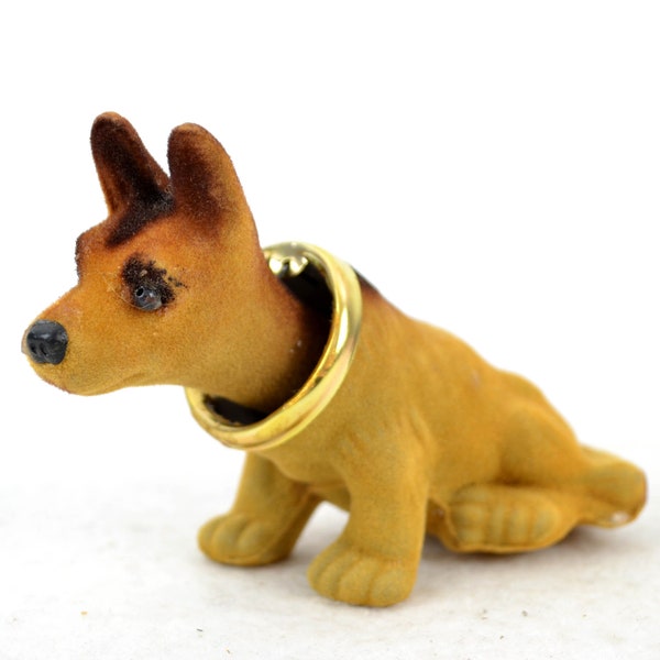 Bobble-Head Dog Terrier Fox Terrier Figure Flocked Cloth Dust Animal Car Vintage Design Deco Collector Toy Souvenir 60s 70s