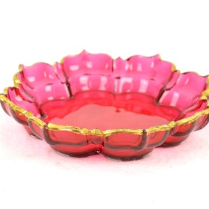 Biedermeier glass bowl 1820 Granerry Glass Ruby glass Mouth-blown glass bowl Fruit bowl Brocante Ruby Antique Antique glass
