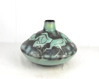 seltene Cortendorf Keramik Vase 50er 60er Reiher Relief Dekor Bodenvase Blumenvase Design pottery mid century Vintage West Germany Modern