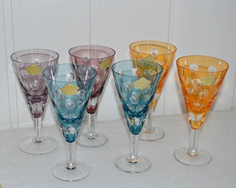 6 Kristallgläser Sektrömer OL Überfangglas Sektglas Sekt Glas Wein Kristall Vintage Landhaus shabby wine glass crystal Design Dekoration Bild 2