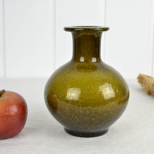 Glass vase studio glass 60s 70s green artificial glass glass vase mouth-blown hand-shaped brocante flower vase vintage design air bubbles foam glass