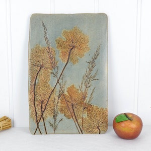 Artist ceramic wall plate mural wall plate meadow nature grass 50s 60s mid century Pottery ceramics image rockabilly vintage design