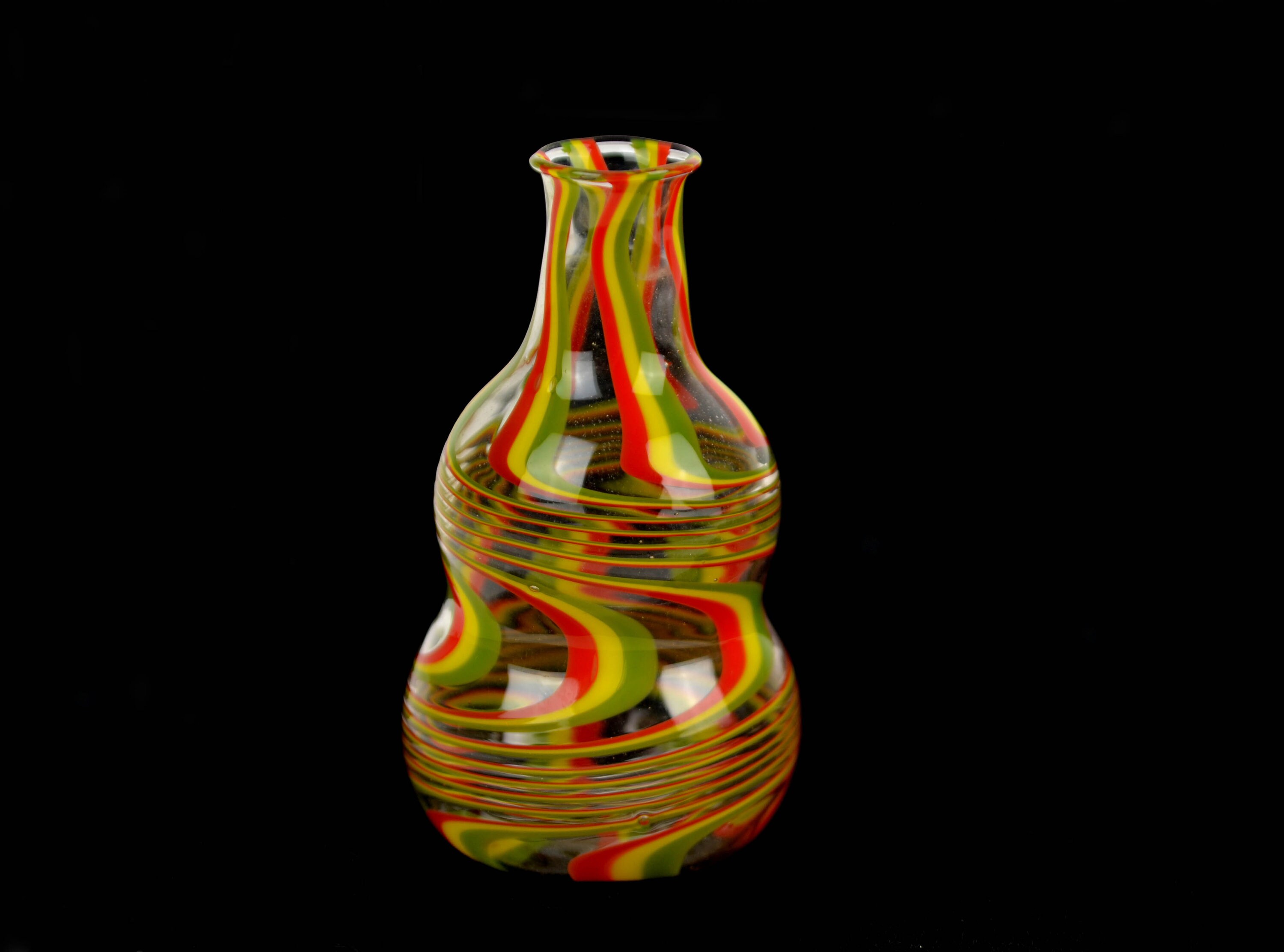 Lauscha glass vase thread glass 60s 70s assembly technology art glass swirl glass glass vase studio glass hand-formed bimini glass assembly technology design