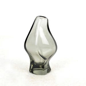 Aloys Gangkofner Vase for Hessenglas Smoked Glass Glass Vase 50s Art Glass Glass Studio Glass Hand-Formed Mouth-Blown Design Asymmetrical Gray