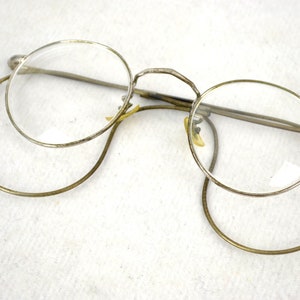 Hard nickel glasses with case Nickel nickel glasses 20s 30s Art Deco wire frame antique round oval image 2