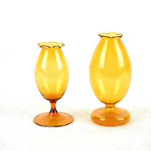 2 small Lauscha glass vases yellow 60s 70s assembly technique art glass glass glass vase studio glass hand-formed Bimini design