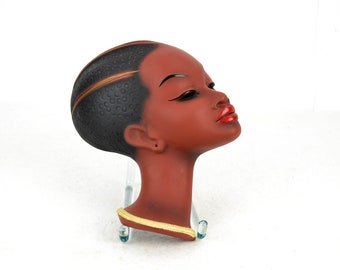 Wall mask Cortendorf 3677 African woman ceramic mural 50s 60s mid century Pottery woman rockabilly design kidney table era 50s