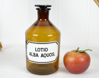 alte Apothekerflasche Lotio Alba Aquos 1 Liter Glas Flasche Apotheke Laborflasche Aufbewahrung Vintage Gefäß glass bottle Deko Küche
