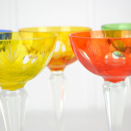 5 Sparkling Wine Goblets Champagne shops Goblets Lead Crystal Sparkling Wine Glasses Glasses Polished Roman Wine Glasses Mouth Blown Sparkling Wine 70s 60s