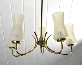 Antico lampadario stile Art Déco anni 40, colore giallo, in ottime condizioni - Roma