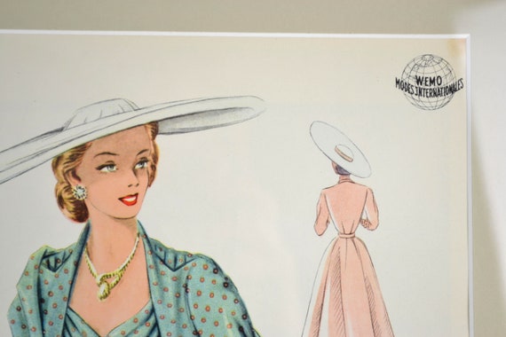 Jaren 50 foto WEMO mode moderne kleding van de vrouw nieuw ingelijst met passe partout stijl halverwege de eeuw vintage design muurschildering Brocante jaren 60 Etsy Nederland