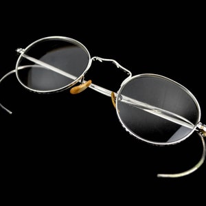 Bausch & Lomb Brille 1/10 12K GF um 1920 1930 Gold filled mit Etui Nickel Nickelbrille Gespinstbügel antik rund oval Bild 2