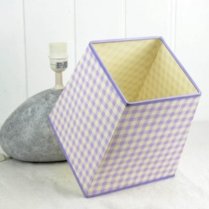 Lampshade for Table Lamps Checkered Purple White E27 Socket Shade Lamp Table Lamp Textile
