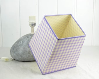 Lampshade for Table Lamps Checkered Purple White E27 Socket Shade Lamp Table Lamp Textile