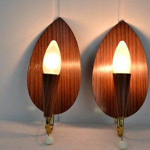 2 Wandlampen 50er Teak Rockabilly Leuchten mid century Vintage Lampe Wandleuchten Nierentisch Ära Brocante Design Messing 60er