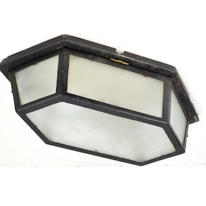 Zeshoekige Art Deco plafondlamp smeedijzeren glas vintage jaren 20 30 lamp licht plafondlamp brocante industrieel design Bauhaus