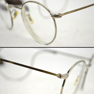 Hartnickel Brille mit Etui Nickel Nickelbrille 20er 30er Art Deco Gespinstbügel antik rund oval Bild 7