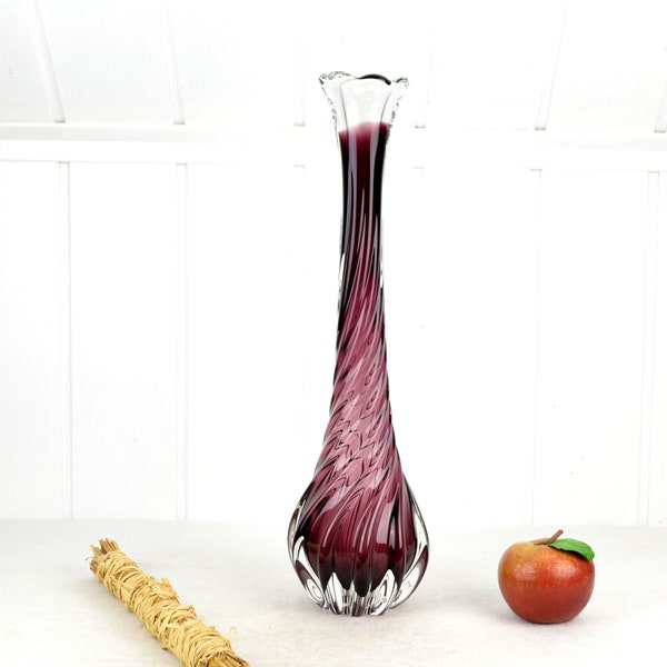 Bohemia Glass Vase Josef Hospodka Crystal Glass Studio Glass 50s Mouth Blown Glass Vase Flower Vase Design Vintage