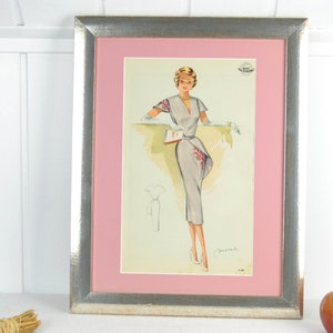 Image des années 50 WEMO mode vêtements modernes de la femme nouvellement encadrés avec style passe-partout milieu du siècle vintage design mural Brocante années 60