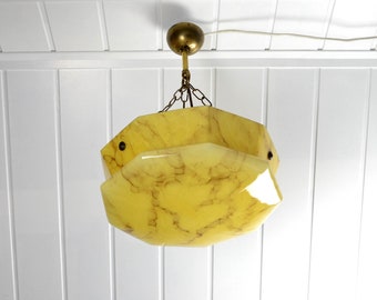 Deckenlampe Art Deco Glas Beige marmoriert 20er 30er Lampe Leuchte Landhaus Vintage Deckenleuchte Brocante Design Bubble Marmor