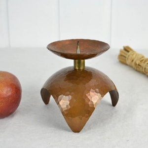 Copper Candlestick Art Deco Hammered Candles Vintage Design Candelabra Candlestick Brutalist Bauhaus