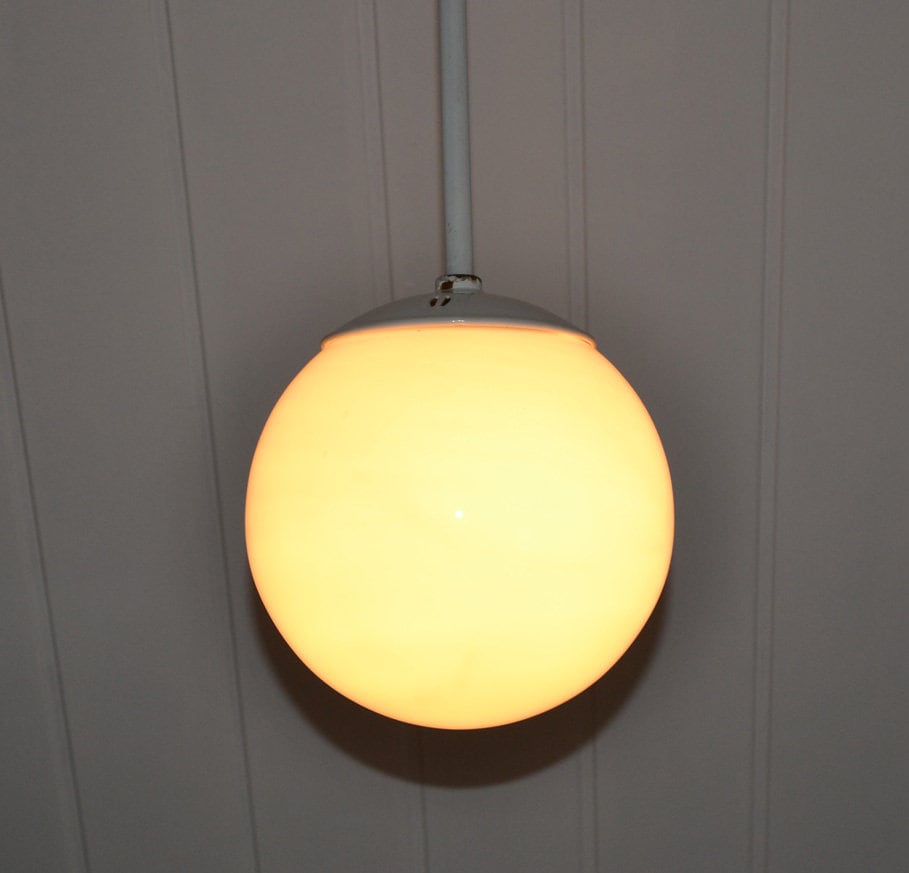 Hängelampe Deckenlampe Pendellampe Artdeco Bauhaus Antik Messing Opalglas 