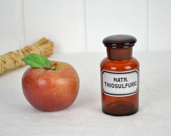 Frasco de boticario antiguo, sulfato de sodio, frasco de vidrio esmaltado, frasco de farmacia/laboratorio, almacenamiento, envase vintage, laxante decorativo