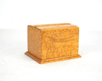 Cigarette dispenser made of bird's eye maple wood, 1950s style cigarette box, cigarette storage, vintage design, mid-century modern
