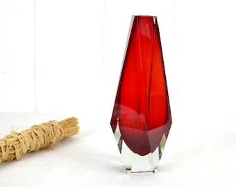 Murano Alessandro Mandruzzato block vase Sommerso cased glass facet cut glass vase studio glass cut 60s glass vase vintage design