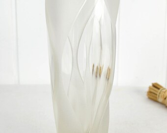 Glasvase satiniert geschliffen Vase Kunstglas Studioglas Glas Blumenvase Flower Studio Vintage Design Modern Lufteinschlüsse