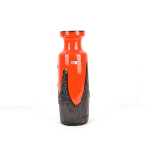 Scheurich ceramic vase 60s 70s fat lava flower vase 200-28 design floor vase pottery mid century vintage West Germany modern red black