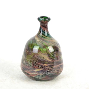 Lauscha Glass Vase Swirl 60s 70s Art Glass Studio Glass Hand-Formed Glass Art Vase Vintage Design Green Colorful