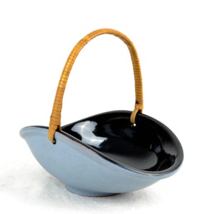 Ceramic handle bowl with raffia braid studio ceramics GDR vintage design vase pottery flower vase flowers 50s 60s mid century collector