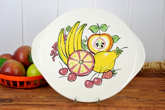 50s PIZZA plate Cake Plate 50s Grünstadt Ceramic Cake Plate Pizza Plate Fruit Tray