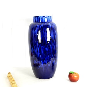 Scheurich ceramic vase 60s 70s fat lava flower vase 553-52 design floor vase pottery mid century vintage West Germany modern retro blue
