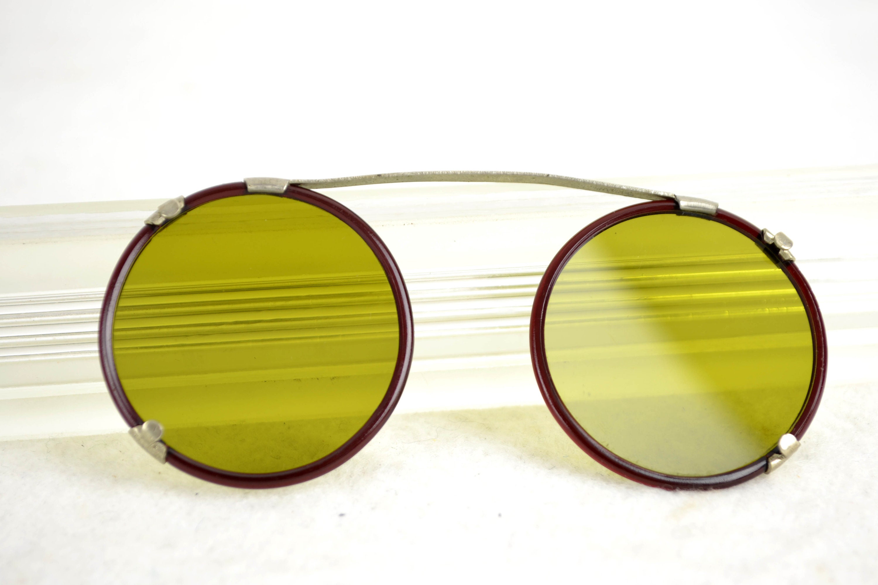 Anciennes Lunettes De Soleil à Clipser Sur Lunettes De Vue - Vintage état D'origine - Noir