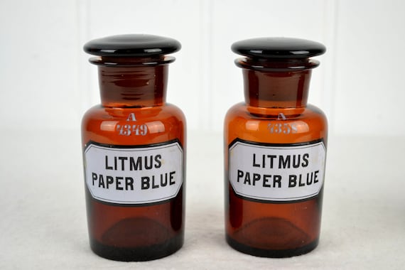 Buy 2 Old Apothecary Bottle 20s 30s Litmus Paper Blue Enamel Glass 