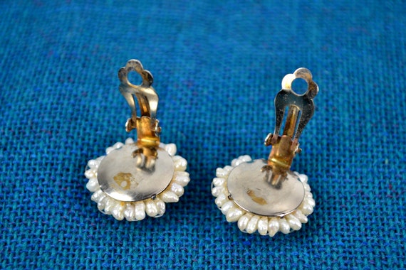 Clips D'oreilles Vintage Art Nouveau (années 1920) - Laiton, Nacre, Perles Et Fils De Soie, Pièce De Collection