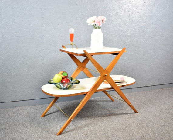 Blumenbank Etagere X Design mid century Rockabilly 50er 60er Vintage Blumentisch Blumenhocker Furniture Brocante