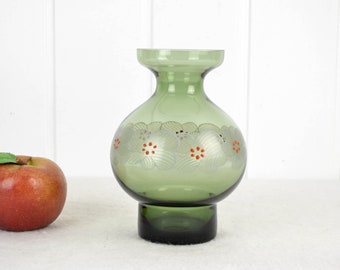 Vase DDR Glasvase Handgemalt 50er Glas Blumenvase Flower Studio Vintage Design Retro 60er Studioglas