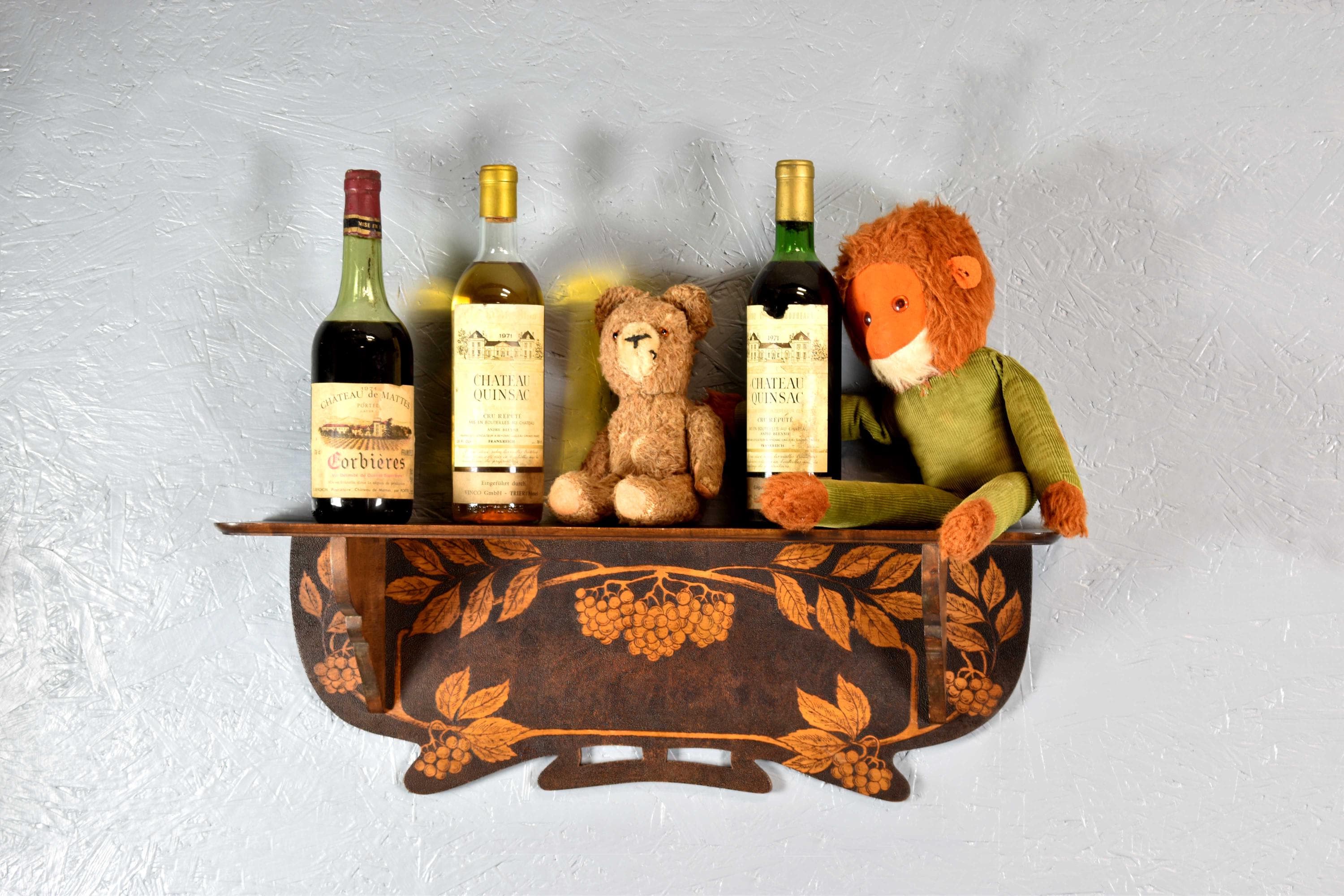 Art Nouveau Wooden Wall Shelf Around 1900 1910 With Grape Decoration ...