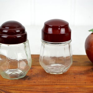 2 Storage Jars with Bakelite Clasp Lids Poncet Art Deco 1930&#39;s 1940&#39;s Vintage Glass Jar Container Storage Spices Kitchen Ingredients