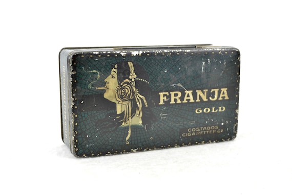 gold cigarette box brand FLAKE | Vintage Gold Flake Cigarettes W D & H O Wills Bristol London Advertising Tin | Made in England Famous Smoking gold cigarette box brand GERMANUS