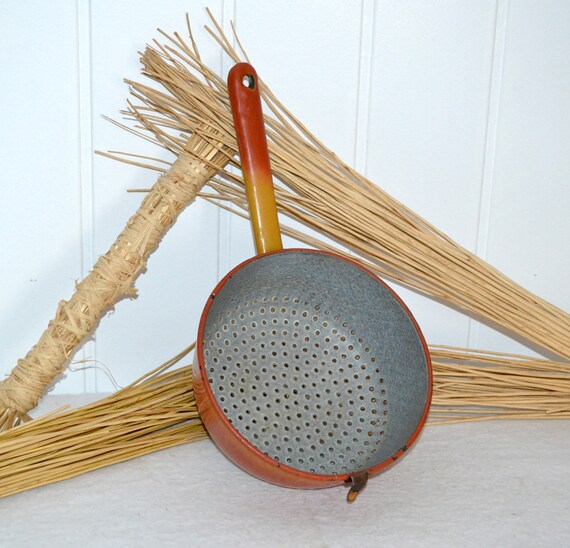Antique enamel Sieve Rock enamel around 1900 country house Enamel shabby decorating rustic cooking kitchen pot screen Gardens Garden Rustic