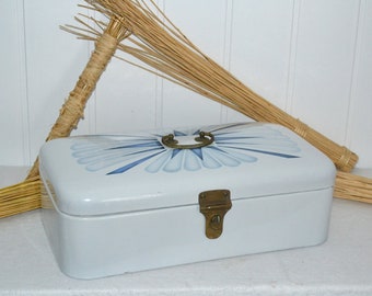 shabbys Emaille Brotkasten Vintage Enamel Landhaus Dekoration bread bin Box Küche Kitchen Dose Box Aufbewahrung shabby Design Kasten Deko