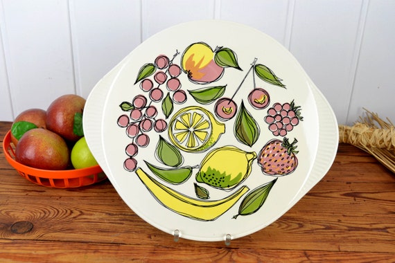 50s PIZZA plate Cake Plate 50s Grünstadt Ceramic Cake Plate Pizza Plate Fruit Tray
