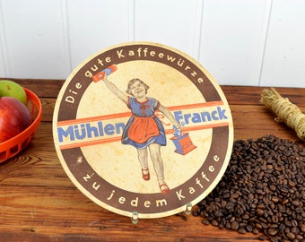 Mühlen Franck coffee pot coaster cardboard pot coaster vintage design coffee country house coffee pot mid century decoration picture 30s 40s