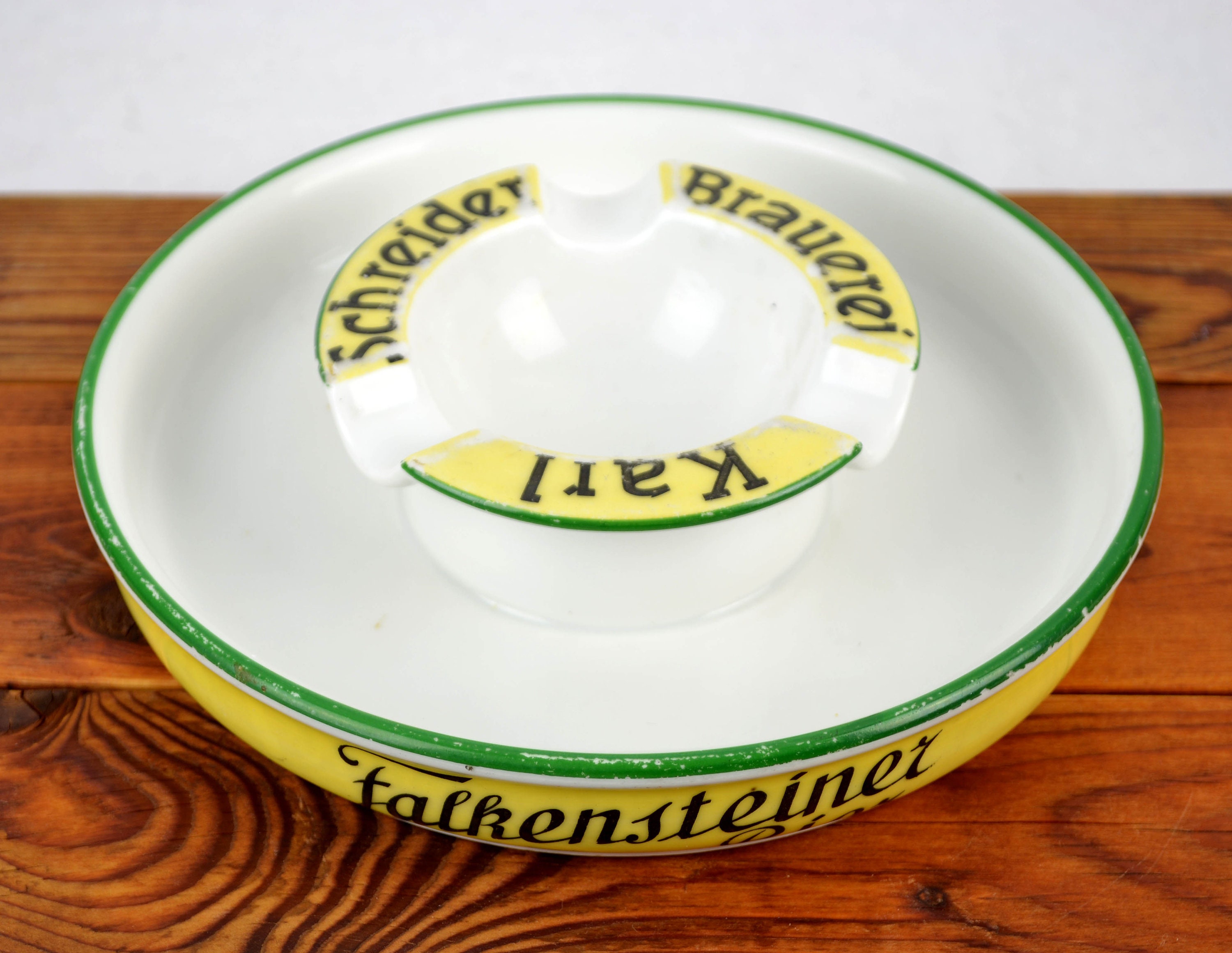 Ashtray Falkensteiner beer Karl Schreider brewery porcelain factory Gebrüder Schoenau Promotional ashtray 1930s advertising pub inn