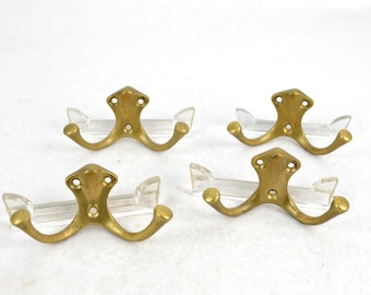 4 brass coat hooks 50s wardrobe rockabilly design mid century vintage coat hooks 60s hallway coat rack